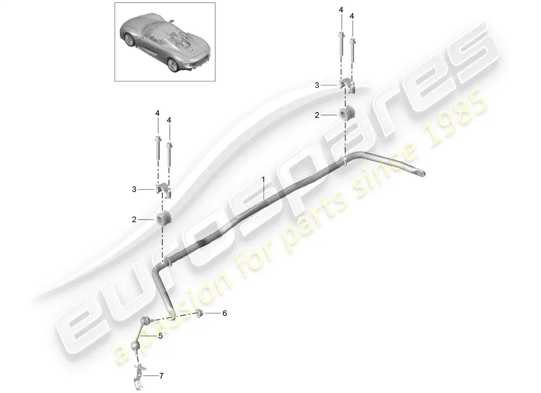 porsche 2015 (918 spyder) estabilizador diagrama de piezas