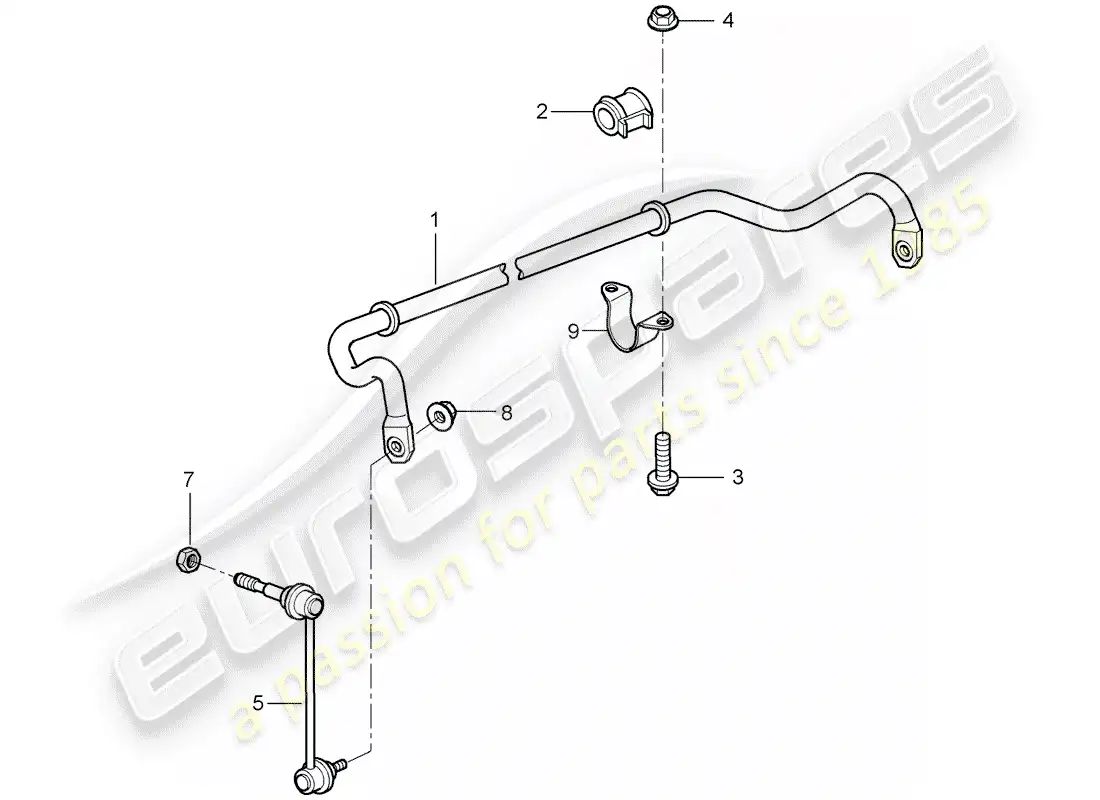 porsche 2008 (997-1 turbo / gt2) estabilizador diagrama de piezas