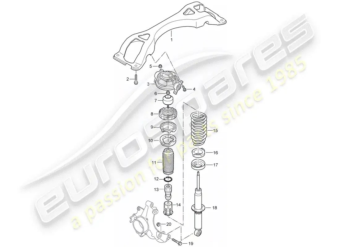 porsche 2010 (cayenne e1 9pa) suspensión diagrama de piezas