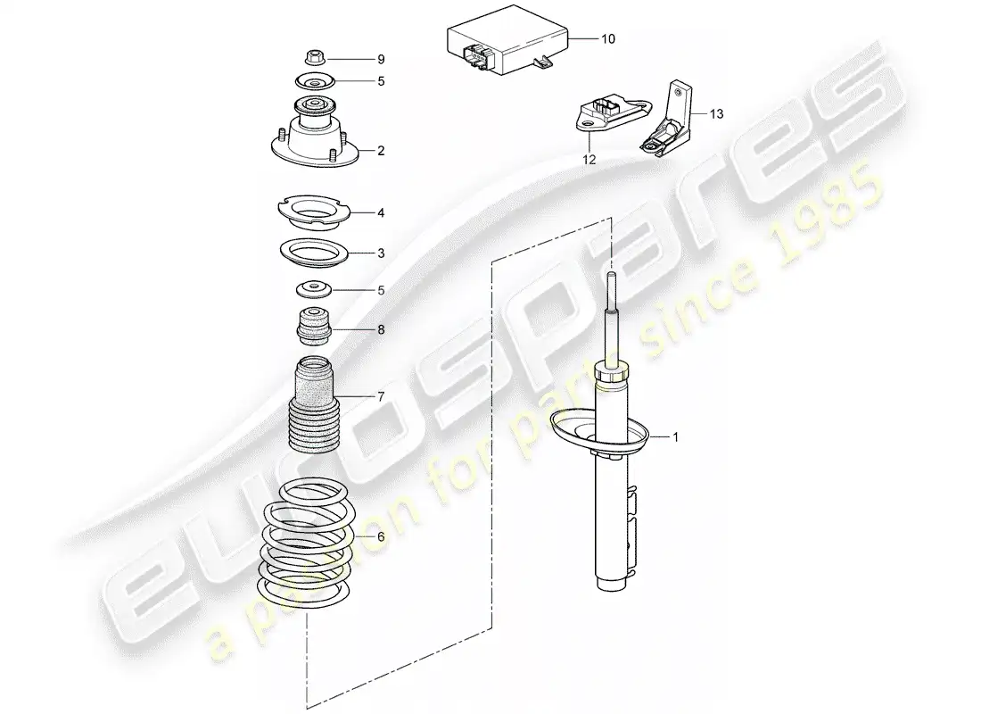 porsche 2008 (987 cayman) amortiguador diagrama de piezas