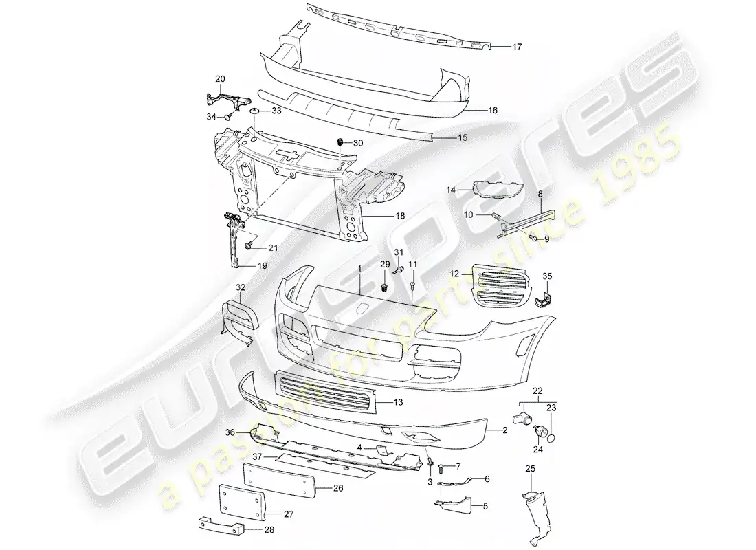porsche 2006 (cayenne e1 9pa) recubrimiento diagrama de piezas