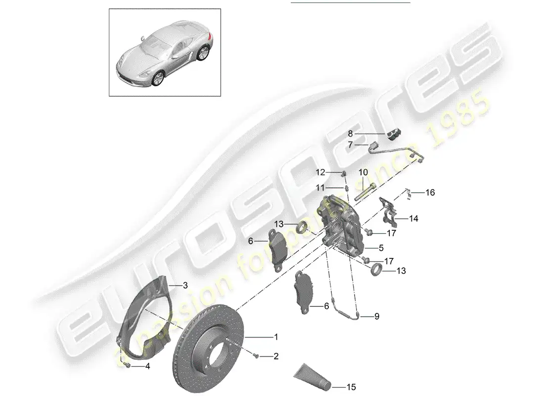 porsche 2019 (718 cayman) frenos de disco diagrama de piezas
