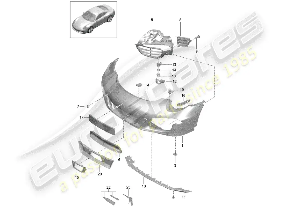 porsche 2016 (991-1) parachoque diagrama de piezas