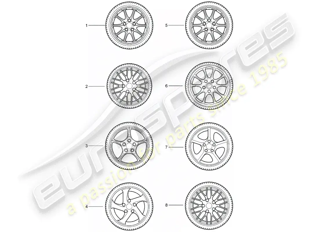 porsche 2011 (tequipment) juegos de ruedas dentadas diagrama de piezas