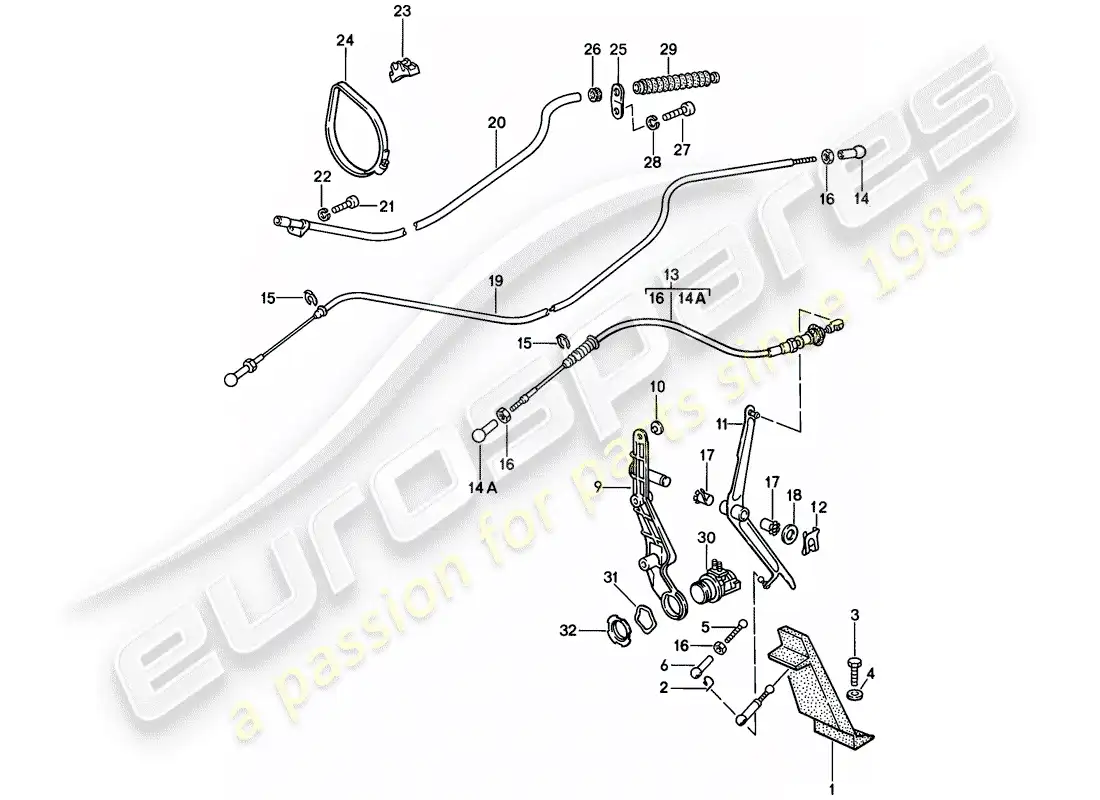 porsche 1982 (928) throttle control diagrama de piezas