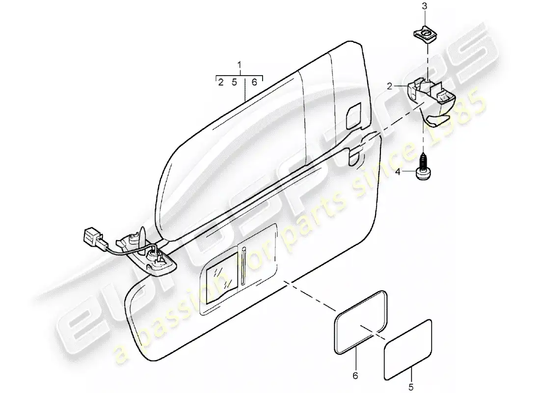 porsche 2006 (cayenne e1 9pa) sun vizors diagrama de piezas