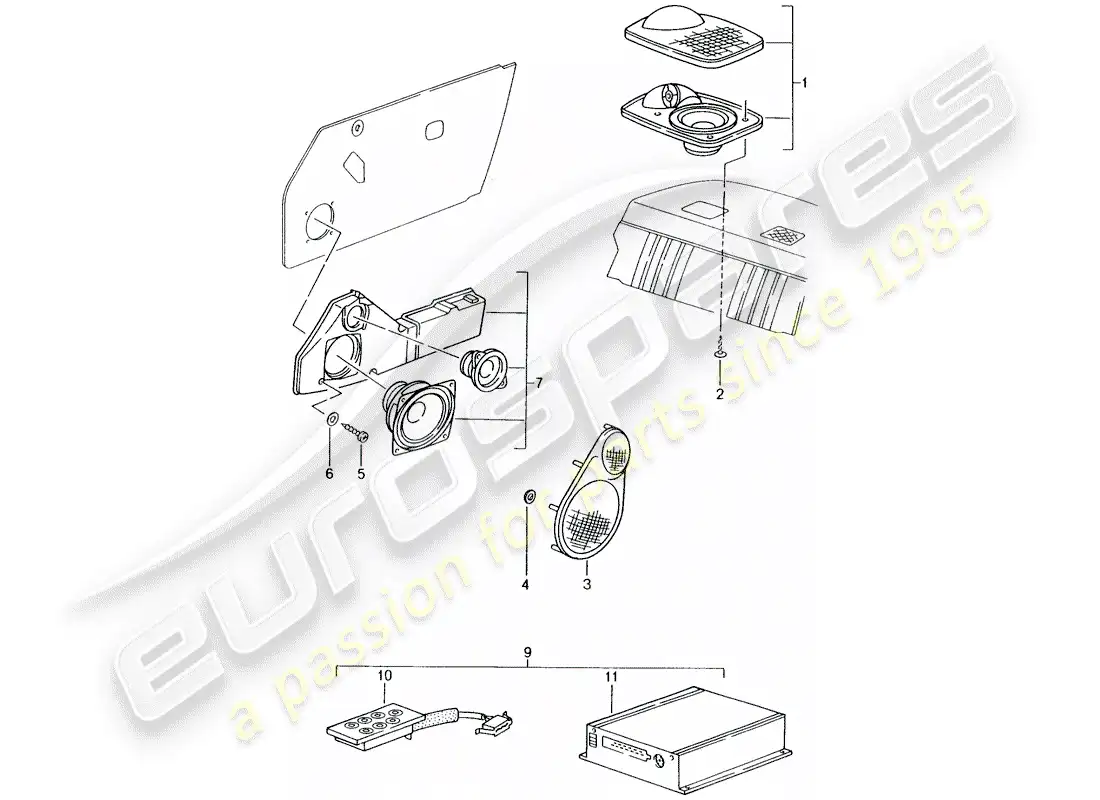 porsche 2008 (tequipment) sistema de sonido diagrama de piezas