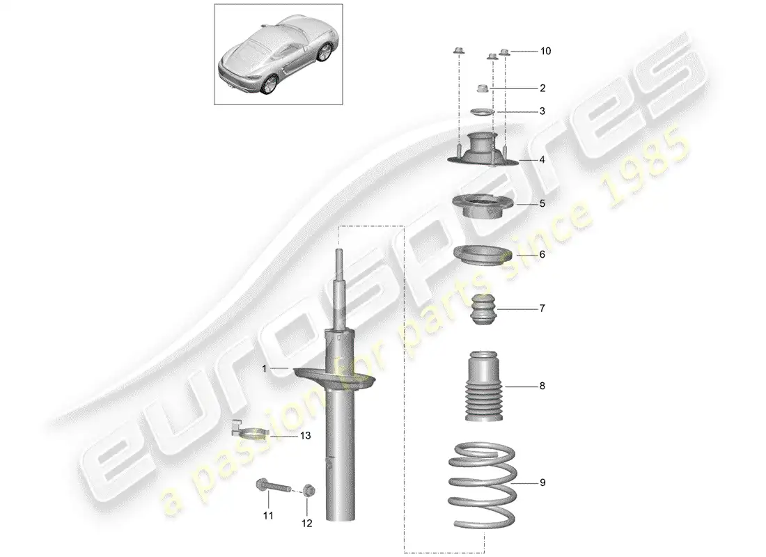 porsche 2019 (718 cayman) amortiguador diagrama de piezas