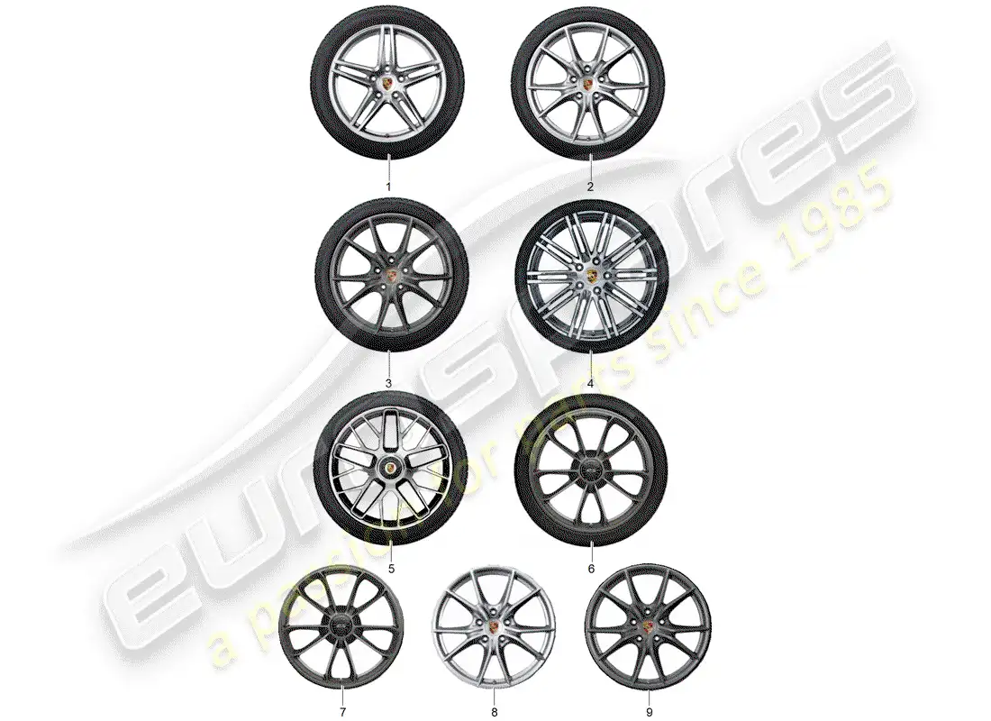 porsche 2012 (tequipment 98x/99x) 1 configurar llantas de aluminio con diagrama de piezas