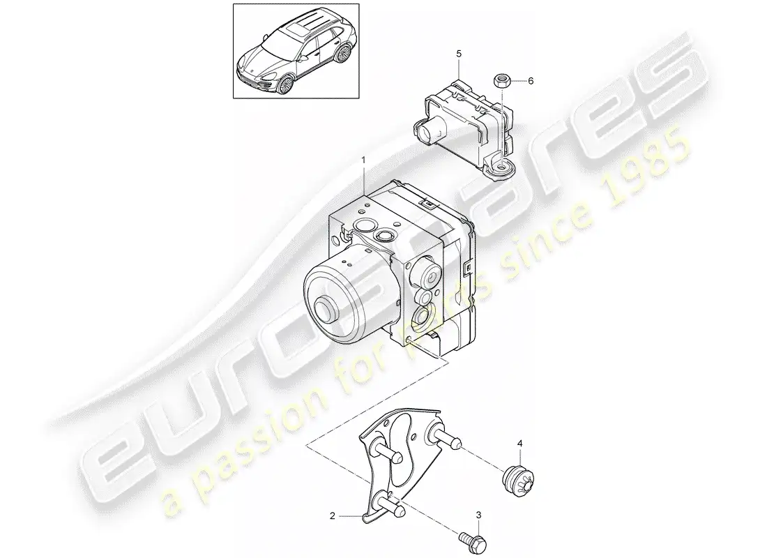 porsche 2013 (cayenne e2 92a) diagrama de piezas de la unidad hidráulica
