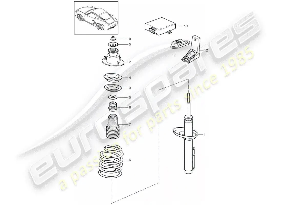 porsche 2010 (987 cayman) amortiguador diagrama de piezas