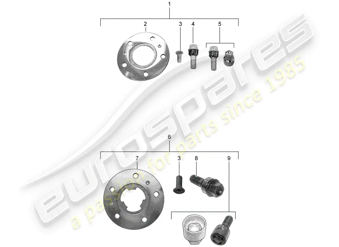 porsche 2016 (tequipment panamera) arandela espaciadora diagrama de piezas