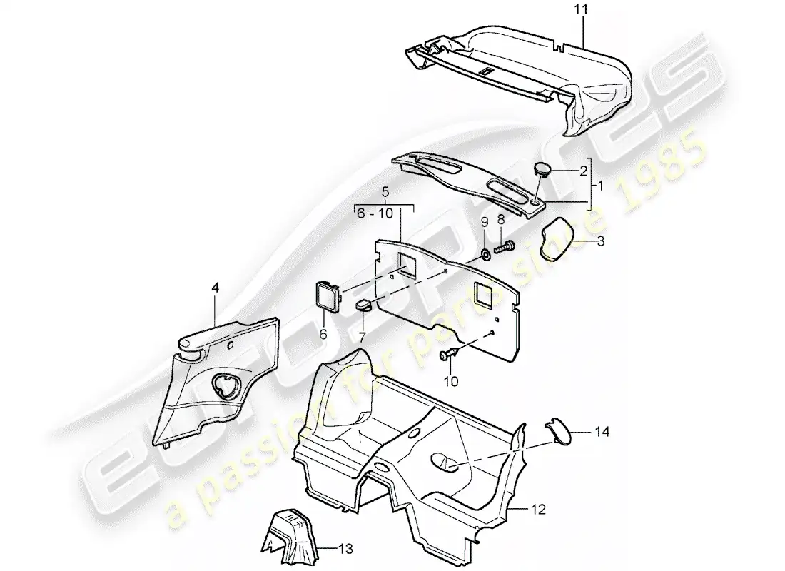 porsche 2003 (996 turbo / gt2) adornos - d - mj 2004>> diagrama de piezas