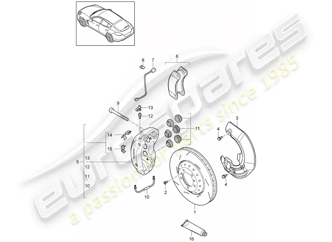 porsche 2016 (panamera 970) frenos de disco diagrama de piezas
