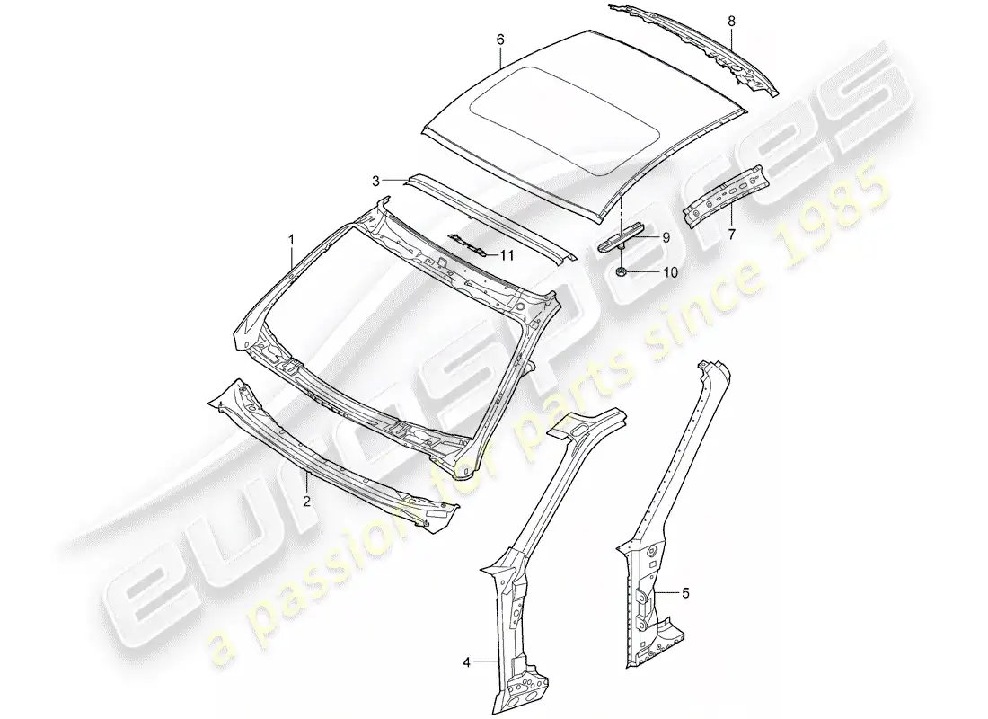 porsche 2009 997-2 turbo / gt2 capucha diagrama de piezas