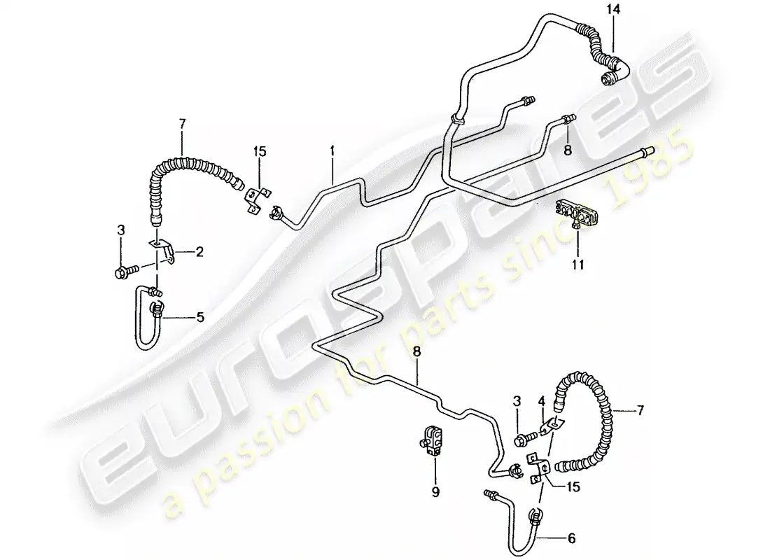 porsche 2001 (996 gt3) tubo de freno - bajos - eje trasero - tubo de aspiración diagrama de piezas