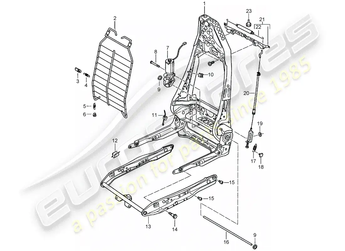 porsche 2003 (996 gt3) estructura - respaldo - estructura para asiento - asiento deportivo diagrama de piezas