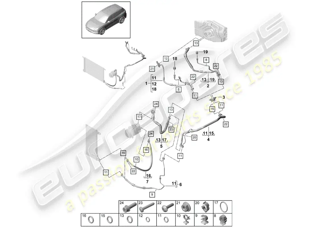 porsche 2020 (cayenne e3 9ya/9yb) aire acondicionado diagrama de piezas
