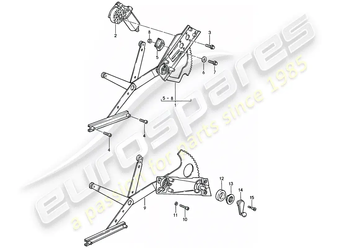 porsche 1987 (911) regulador de ventana diagrama de piezas