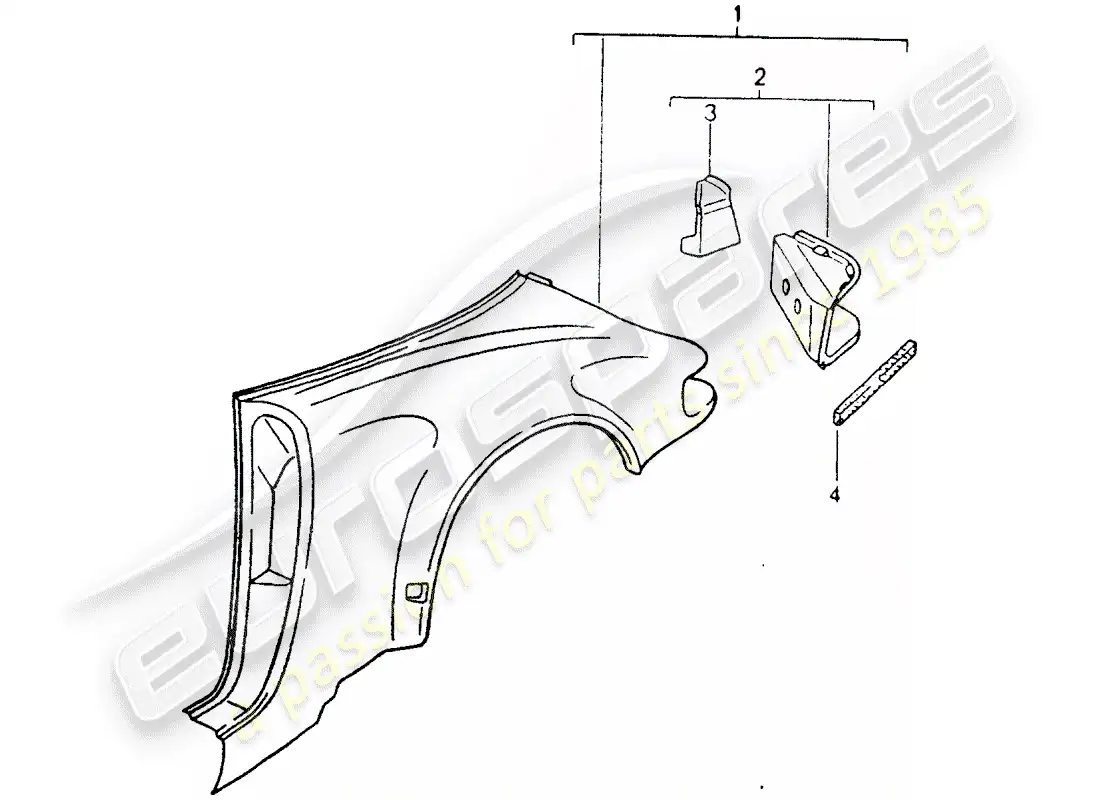 porsche 1989 (964) paneles exteriores diagrama de piezas