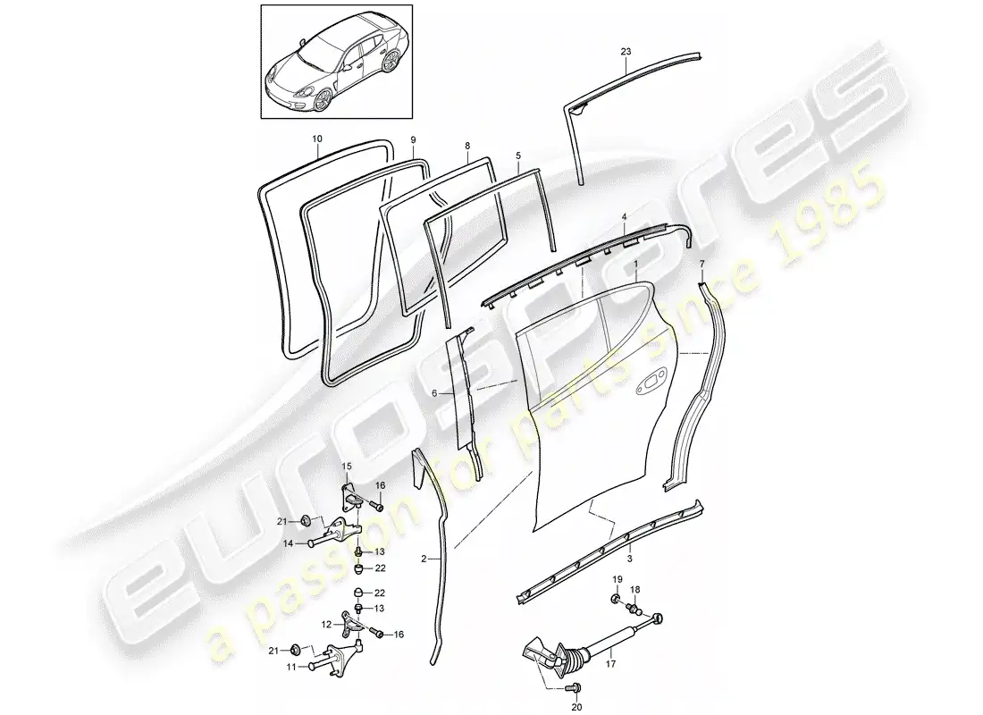porsche 2015 (panamera 970) carcasa de la puerta diagrama de piezas