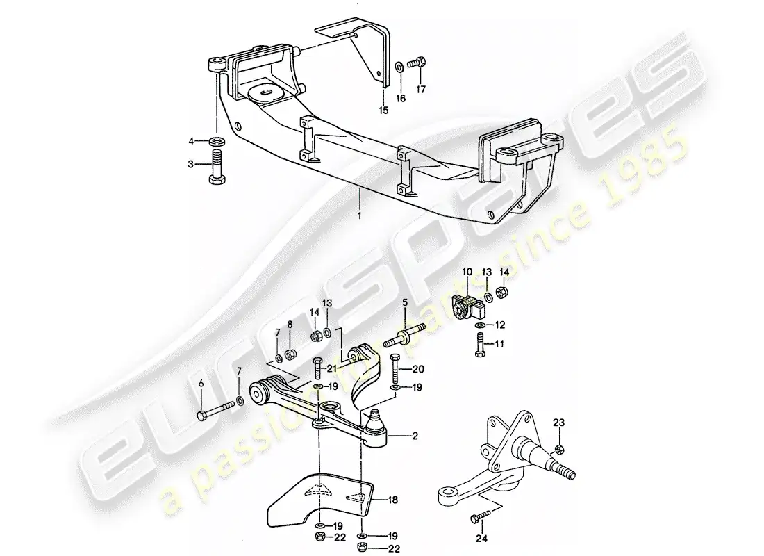porsche 1995 (968) brazo estabilizador de vía - travesaño diagrama de piezas