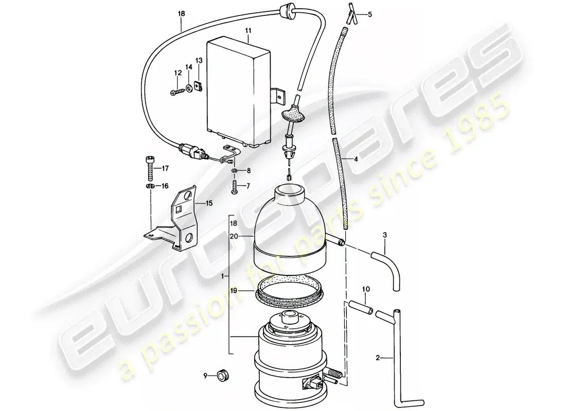 porsche 1979 (928) sistema de control de crucero diagrama de piezas