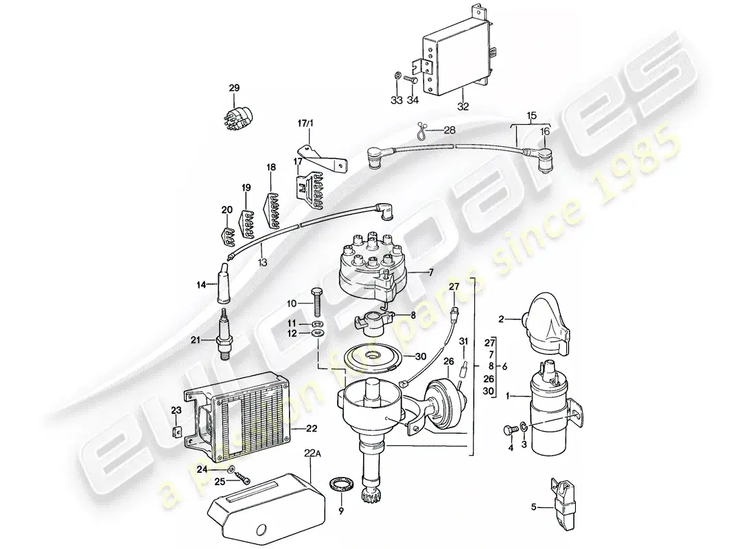 porsche 1985 (928) sistema eléctrico del motor - k-jetronic - l-jetronic diagrama de piezas