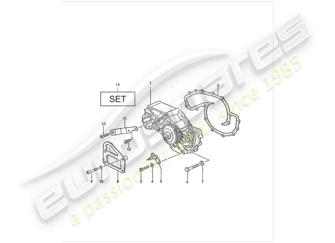 porsche 1987 (928) bomba de agua diagrama de piezas