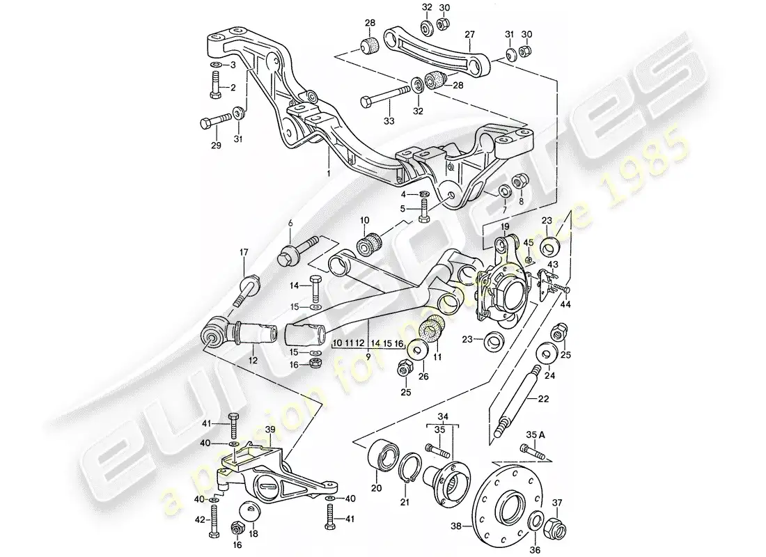 porsche 1987 (928) diagrama de piezas del eje trasero