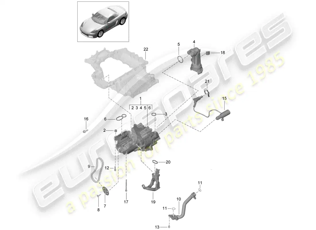 porsche 2019 (718 boxster) motor (presión de aceite./lubrica.) diagrama de piezas