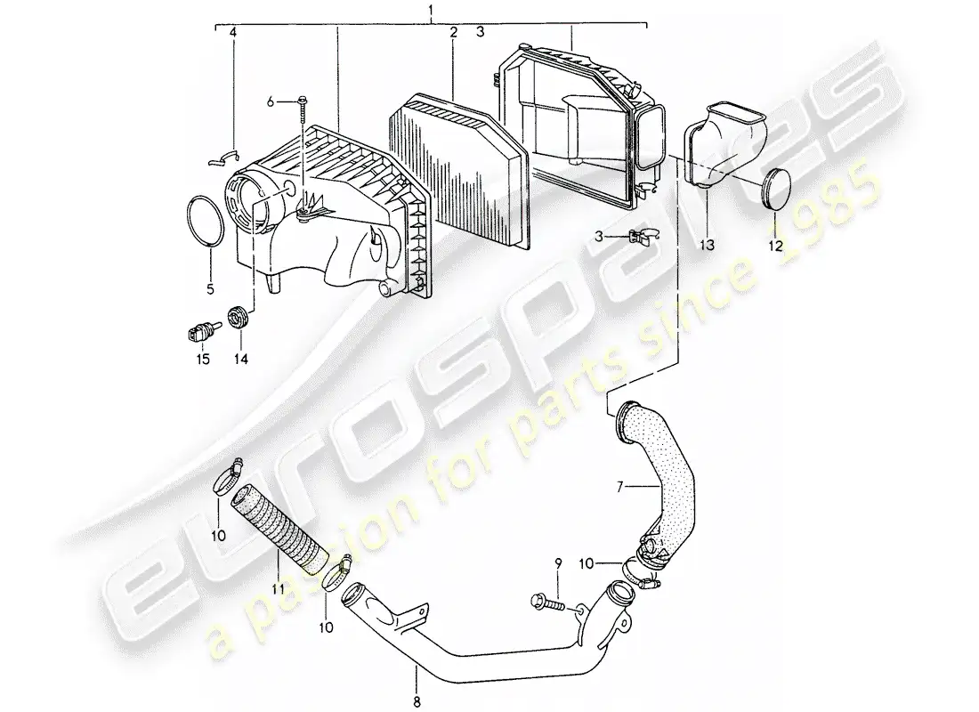 porsche 1998 (993) filtro de aire diagrama de piezas