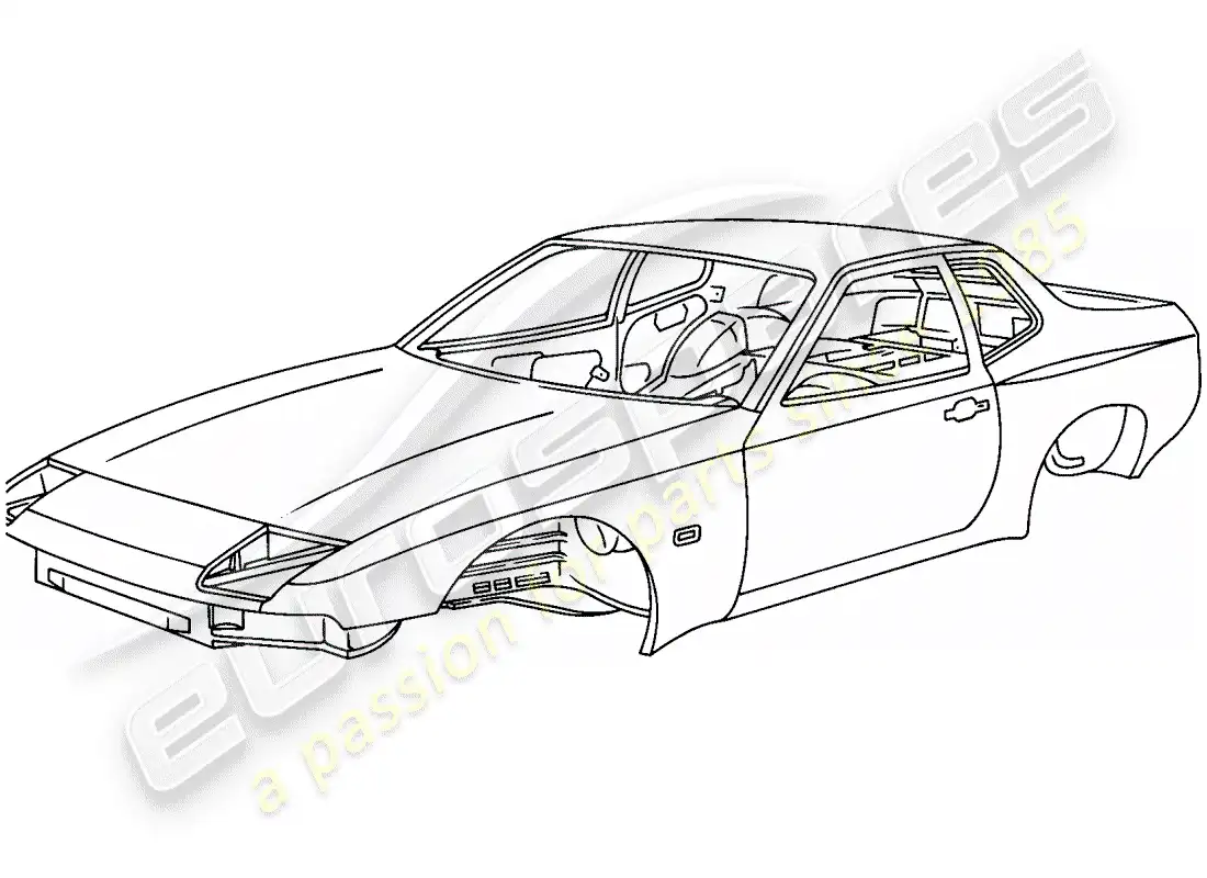 porsche 1988 (944) cuerpo del auto diagrama de piezas