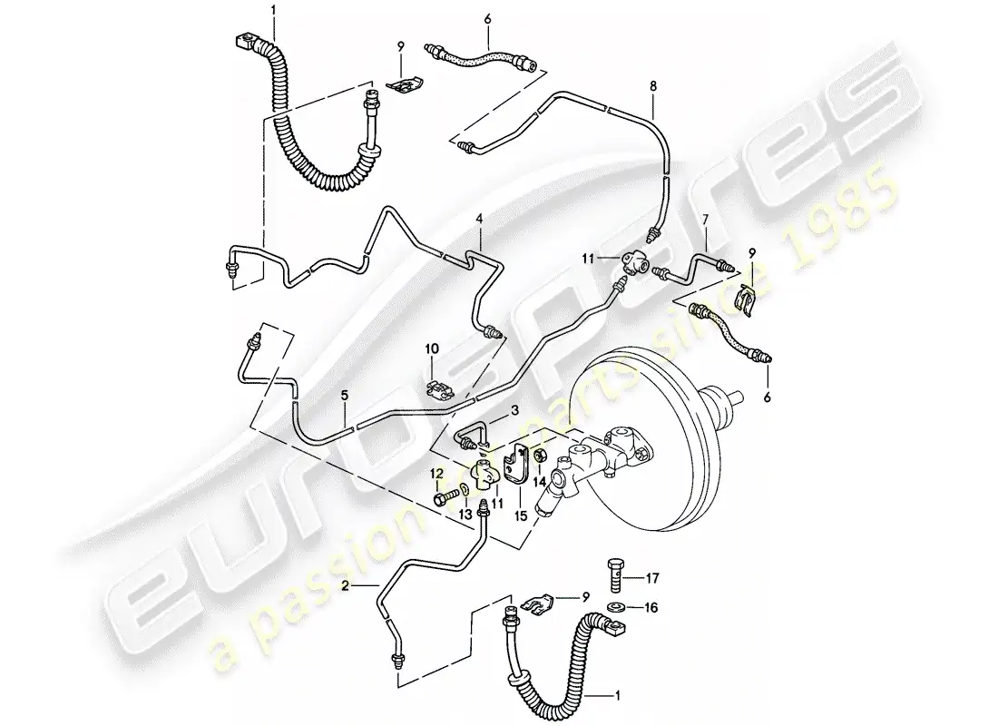 porsche 1986 (928) líneas de freno - d - mj 1984>> diagrama de piezas