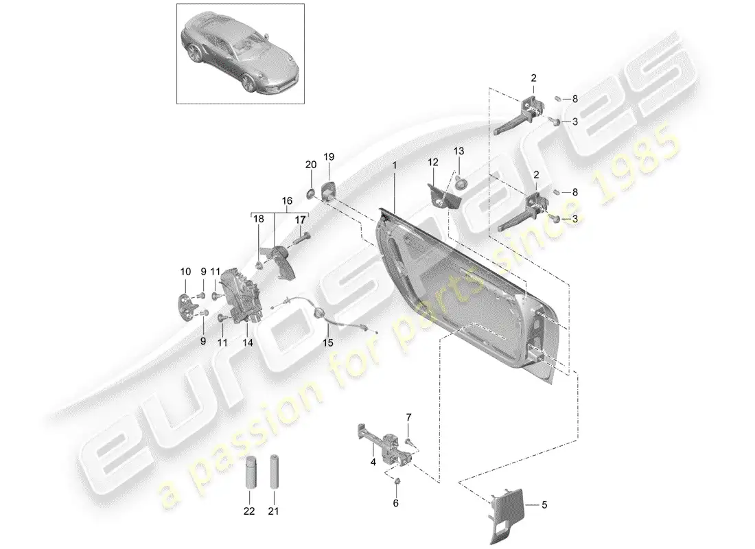 porsche 2014 (991-1 turbo) carcasa de la puerta diagrama de piezas