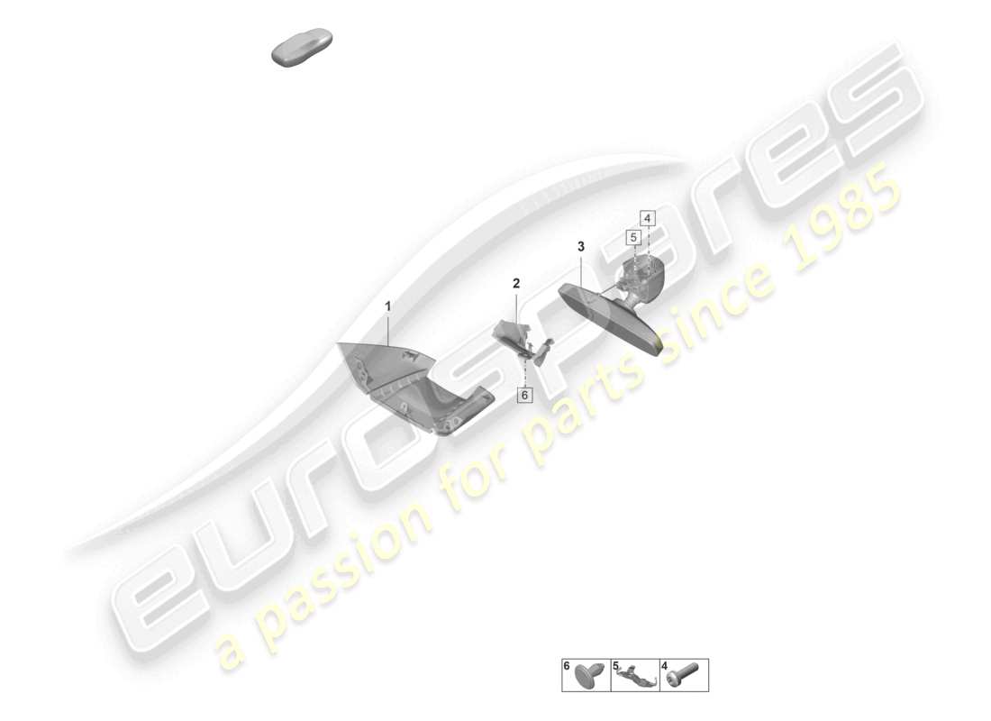 porsche 2021 (panamera 971-2) diagrama de piezas de accesorios del espejo interior