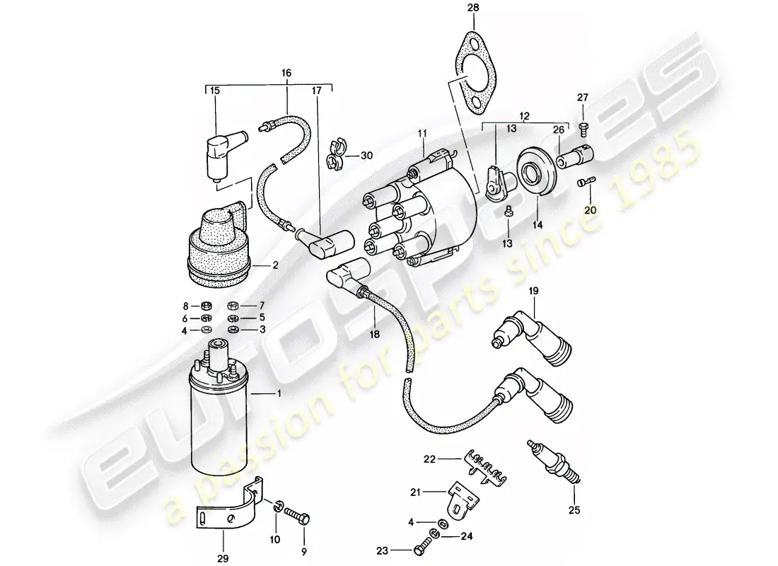 porsche 1988 (944) electricidad del motor 1 diagrama de piezas