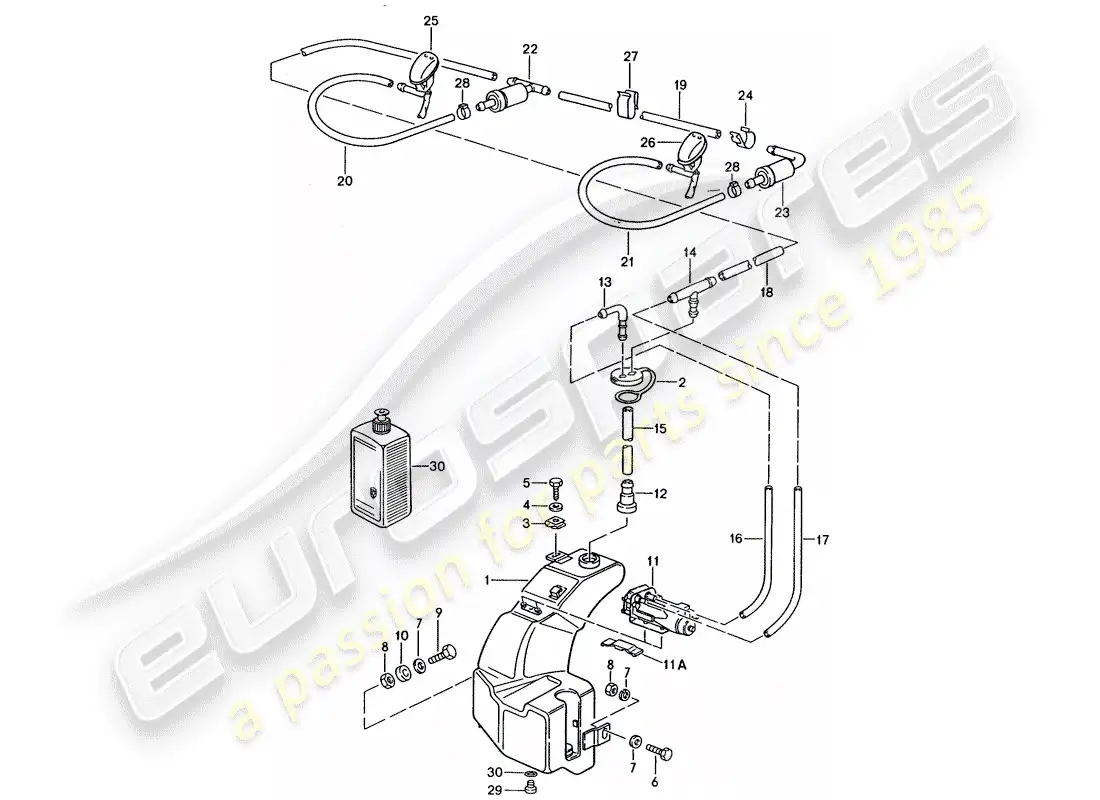 porsche 1988 (944) windshield washer unit diagrama de piezas