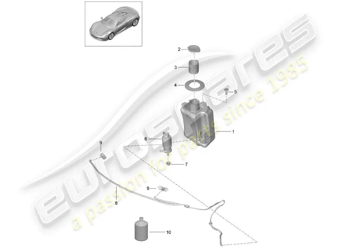 porsche 2015 (918 spyder) windshield washer unit diagrama de piezas