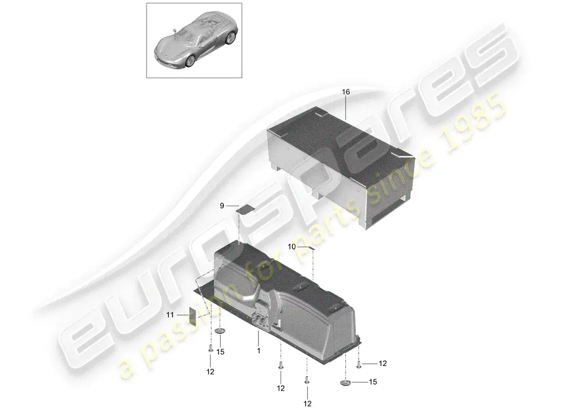 porsche 2015 (918 spyder) batería diagrama de piezas