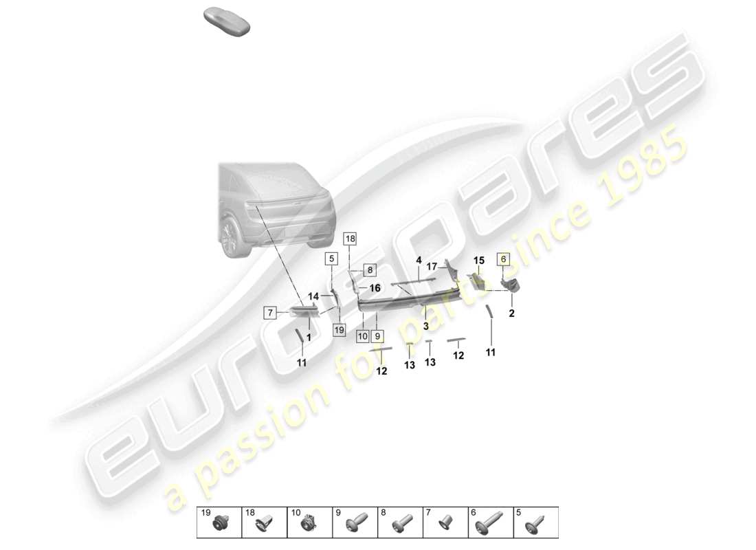 porsche 2025 (macan-e) luz trasera luz de matrícula reflector de luz trasera luz de freno adicional diagrama de piezas