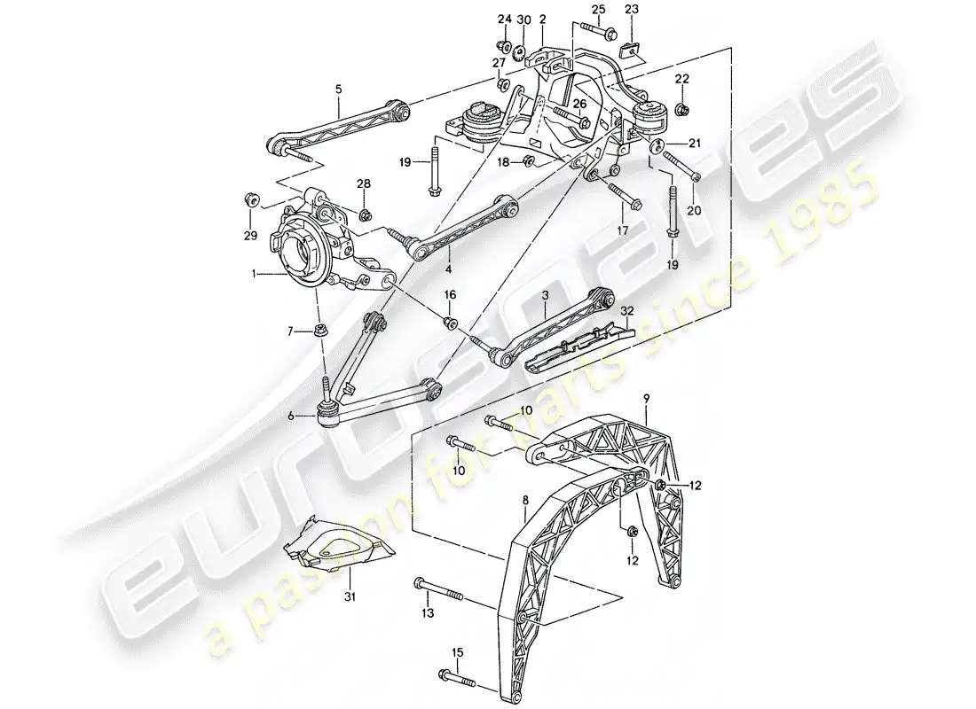 porsche 1998 (993) eje posterior diagrama de piezas