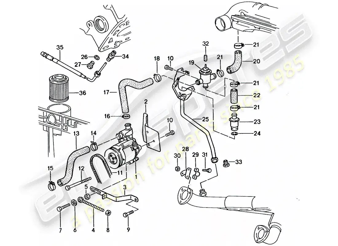 porsche 1992 (928) inyección de aire - para vehículos con - catalizador diagrama de piezas