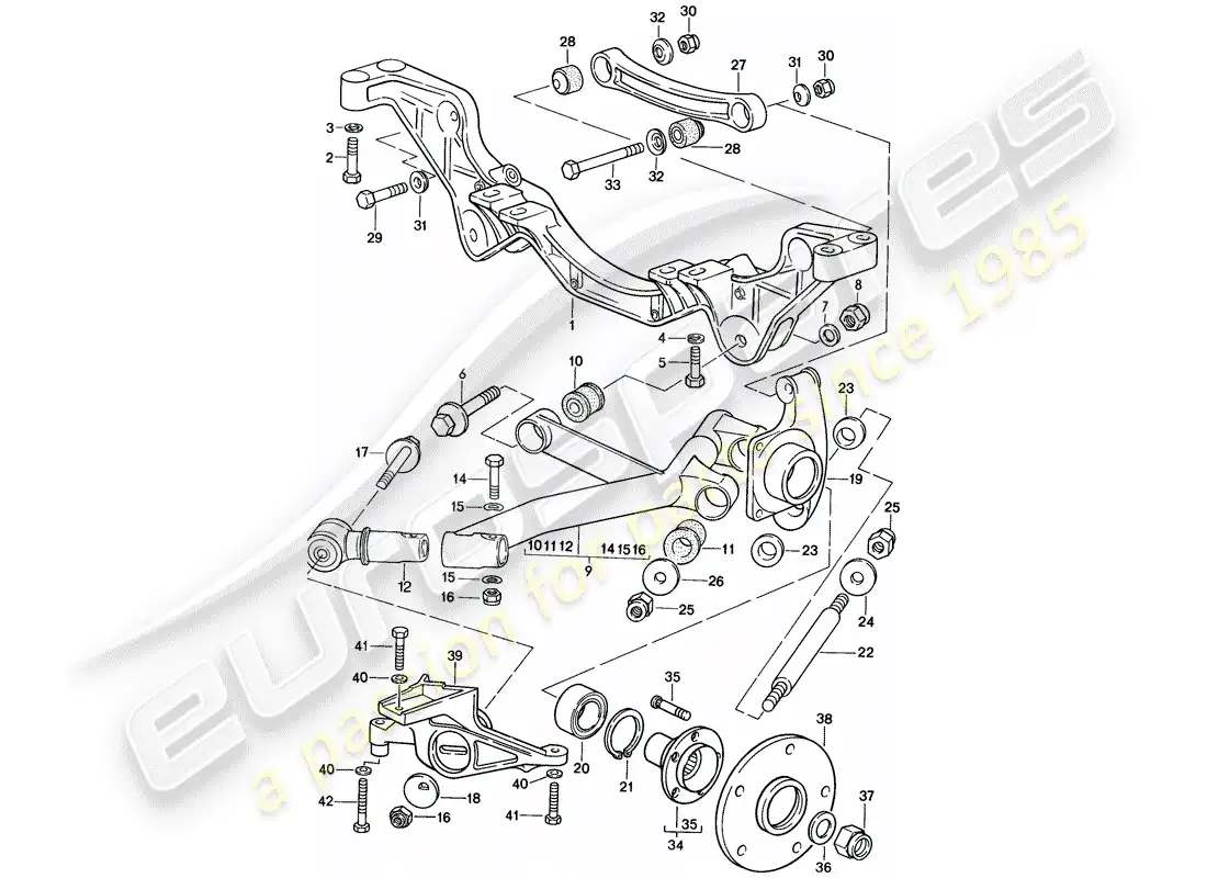 porsche 1984 (928) eje posterior diagrama de piezas
