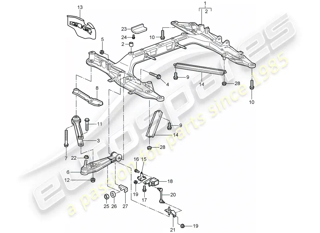 porsche 2009 997-2 turbo / gt2 travesaño diagrama de piezas