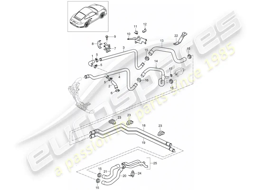 porsche 2008 (997-1 turbo / gt2) diagrama de partes de líneas