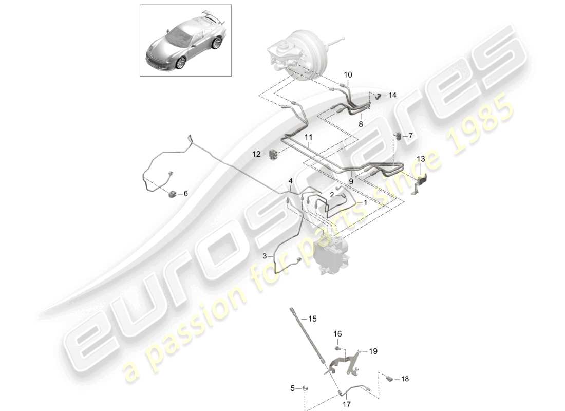 porsche 2021 (991-2 r/gt3/rs) línea de freno delantera extremo delantero d >>- mj 2017 diagrama de piezas