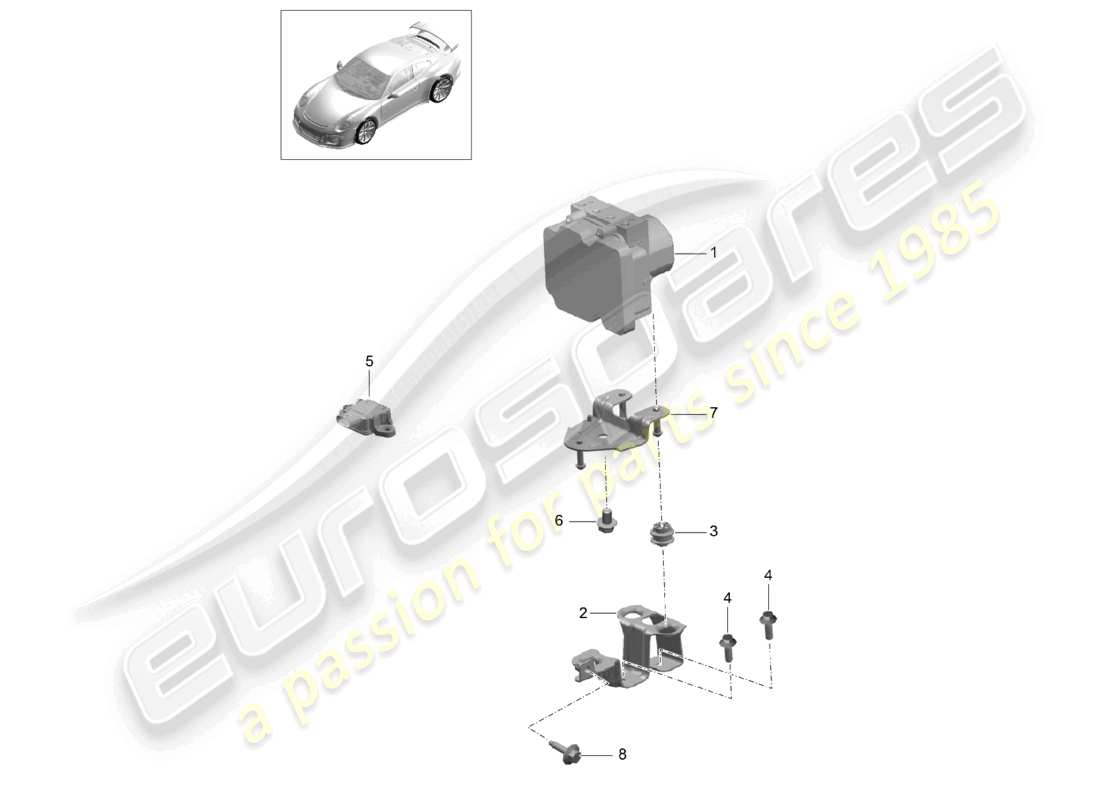 porsche 2021 (991-2 r/gt3/rs) unidad hidráulica del sistema de frenos antibloqueo -abs- unidad de control y regulación d >>- diagrama de piezas mj 2017