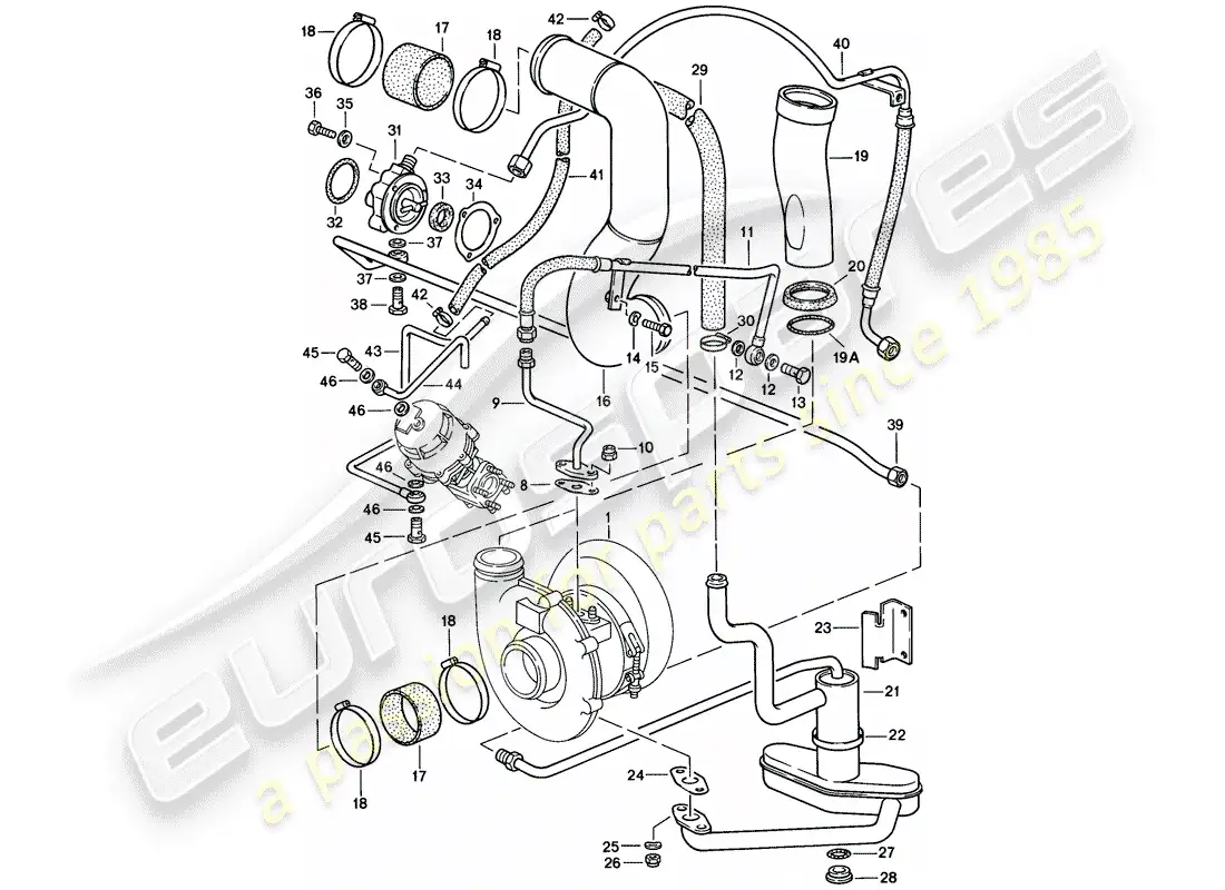 porsche 1984 (911) turbocargación diagrama de piezas