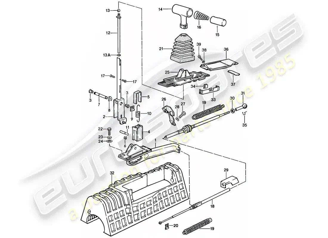 porsche 1982 (928) mecanismo de cambio - transmisión automática diagrama de piezas